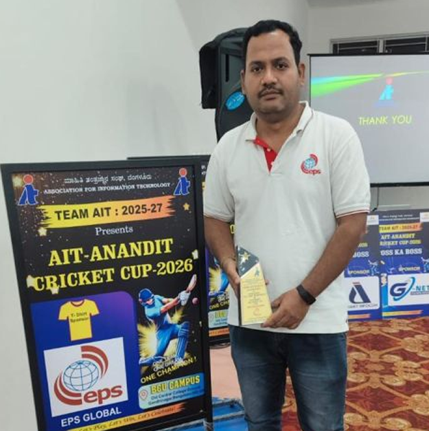 EPS Global India team playing at the AIT–ANANDIT Box Cricket Cup