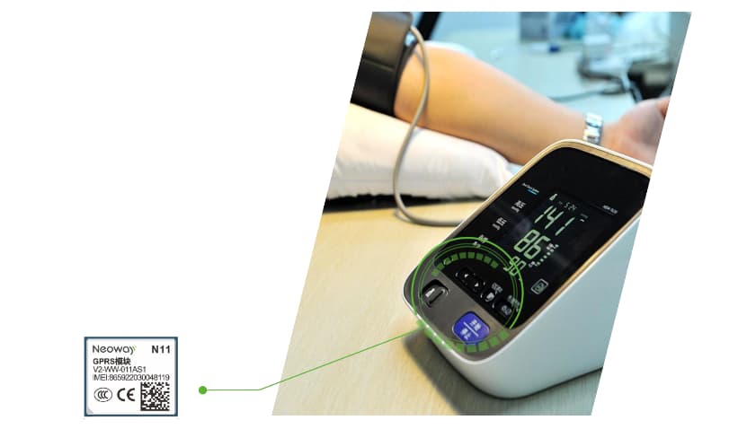 Neoway module N11 is used  to transmit data collected by healthcare equipment via cellular